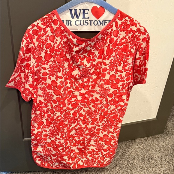 Tory Burch Vibrant Red Patterned Blouse - Picture 4 of 5